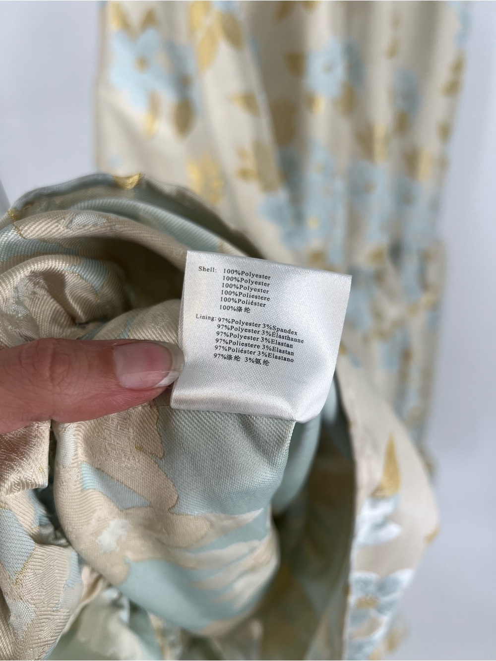 V. Chapman Avery Light Blue Cream Gold Floral Brocade Corset Back Maxi Dress 4 - Picture 9 of 9